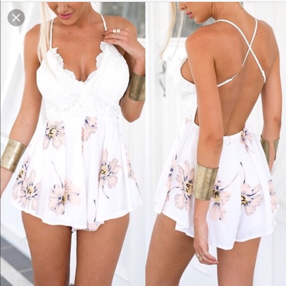 Open back floral romper
